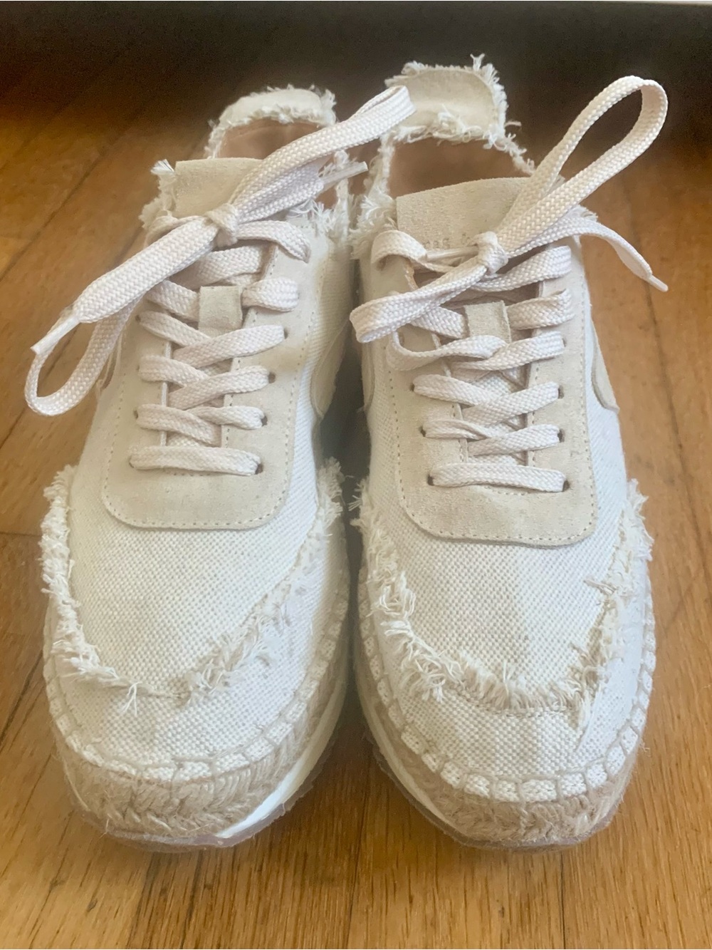 Rag & Bone Women’s Cream Frayed Canvas Lace-Up Espadrilles Sneakers